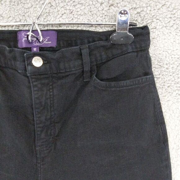 NYDJ Slim Straight Leg Jeans Women 12 Black Made in‎ USA Old Label D49 - Picture 6 of 16